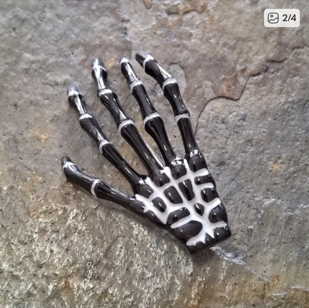 Black & White Skeleton Hand Hair Clip
